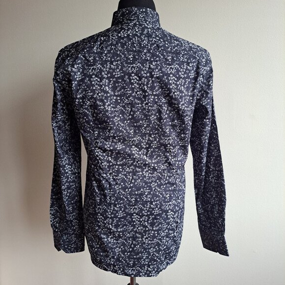 New Bruun & Stengade Men's Slim Fit Floral Button Down Navy Shirt Size 40 - Picture 6 of 16